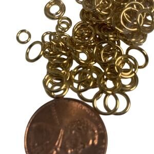 Lot of 100+ Two Sizes Very Small Gold Toned Jewelry Necklace Beading Jump Rings